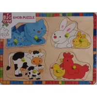 Knopjes puzzel boerderijdieren moeder en baby